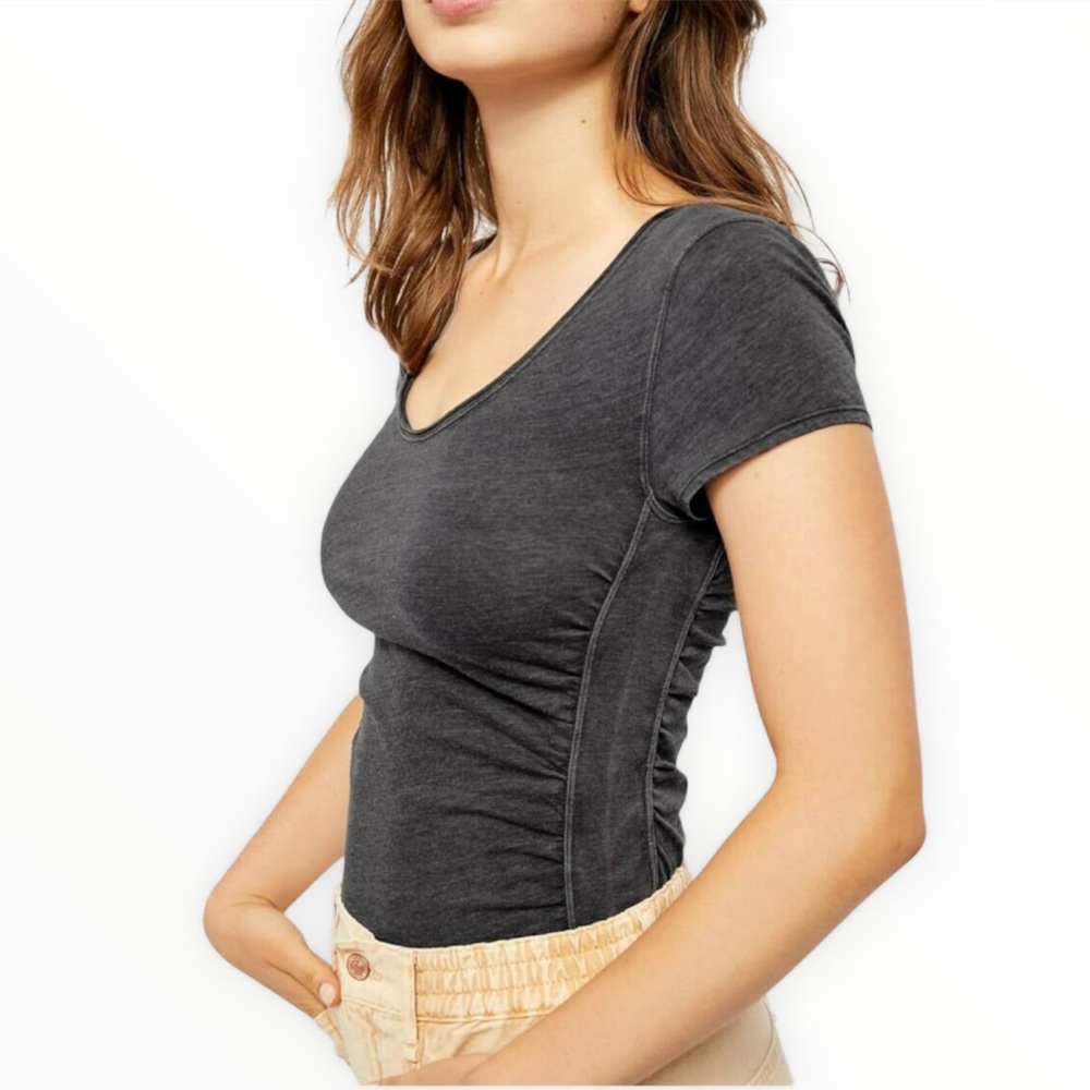 🌸New🌸Free People Short Sleeve Ruched Heather Top